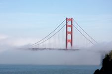 The Golden Gate Bridge In The Morning Fog Stock Photos
