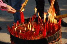 Candle For Lighting Up Incense Royalty Free Stock Image
