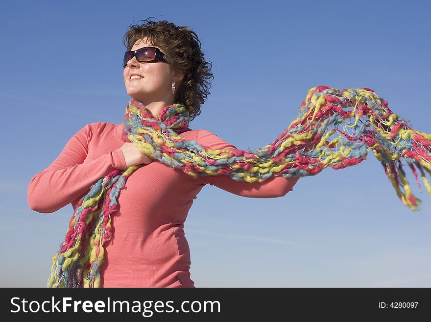 Woman in the sun, being happy, spring is coming. Woman in the sun, being happy, spring is coming