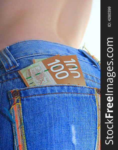 200 dollar bills in back jeans pocket. 200 dollar bills in back jeans pocket