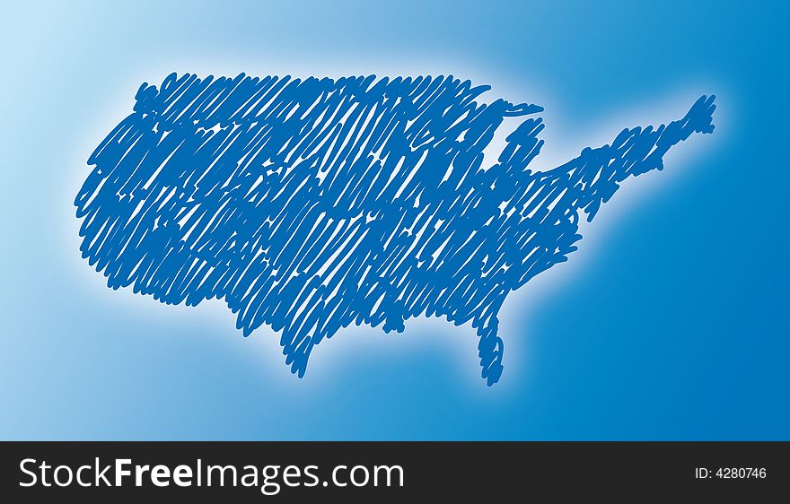 Map of the USA drawn freehand