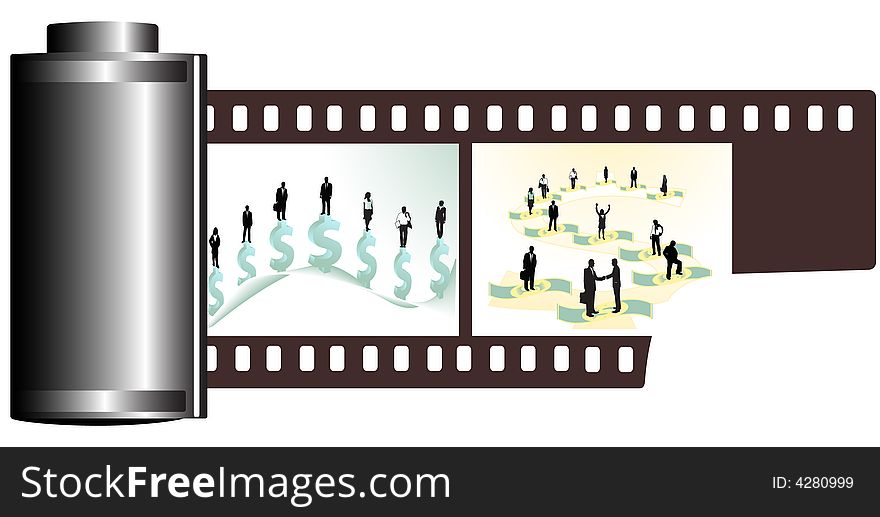 Illustration of business film, dollar, people