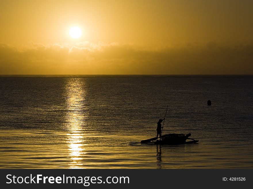 Rising sun at Zanzibar sea. Rising sun at Zanzibar sea
