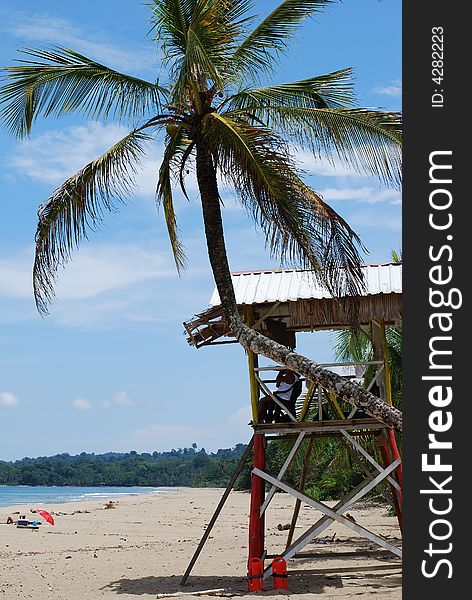 Lifeguards are watching the beach in Puerto Viejo, Costa Rica. Lifeguards are watching the beach in Puerto Viejo, Costa Rica.