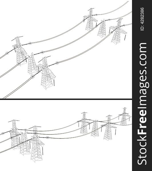 A few renders of one wire columns on the black background. A few renders of one wire columns on the black background