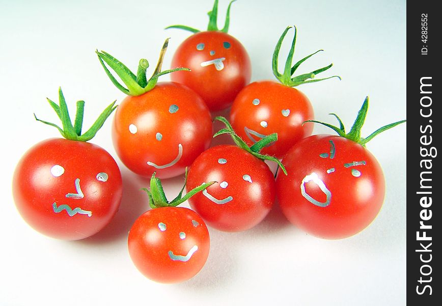Family of tomatoes with emotions