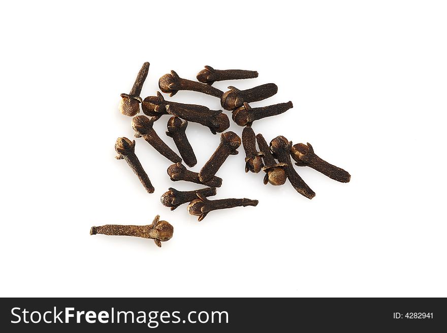 A dry cloves on a white background