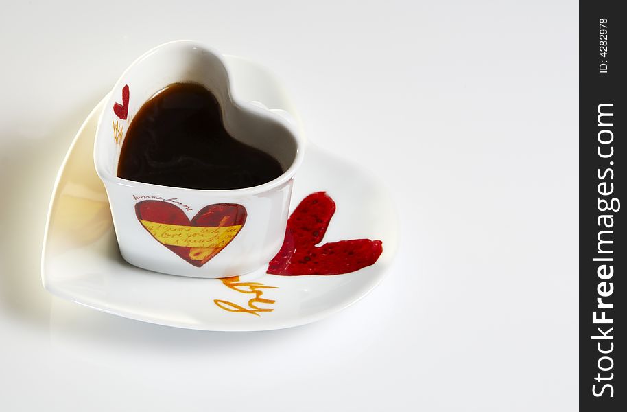 A cup of coffee for valentine day. A cup of coffee for valentine day