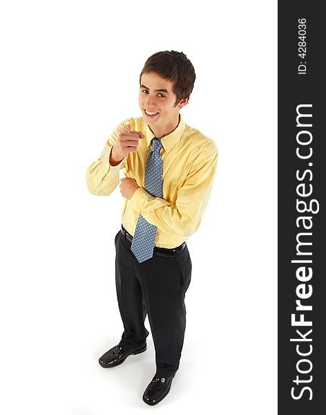 Young Businessman Pointing