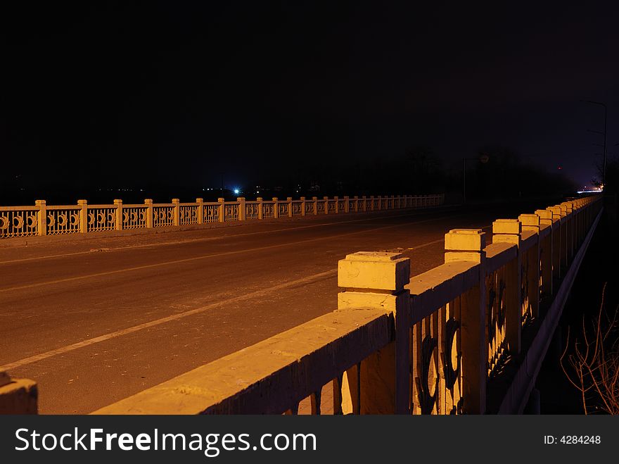 Bridge in silent,a far way without light