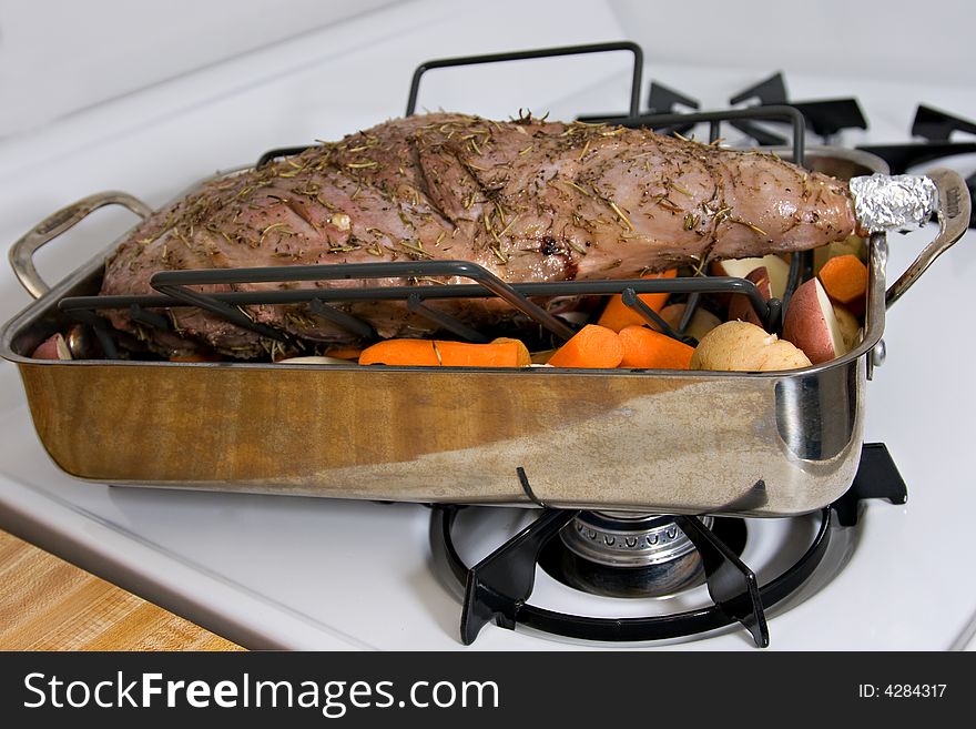 Marinated Leg Of Lamb with Vegetables