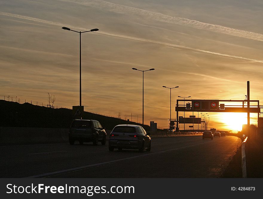 Evening traffic on the highway