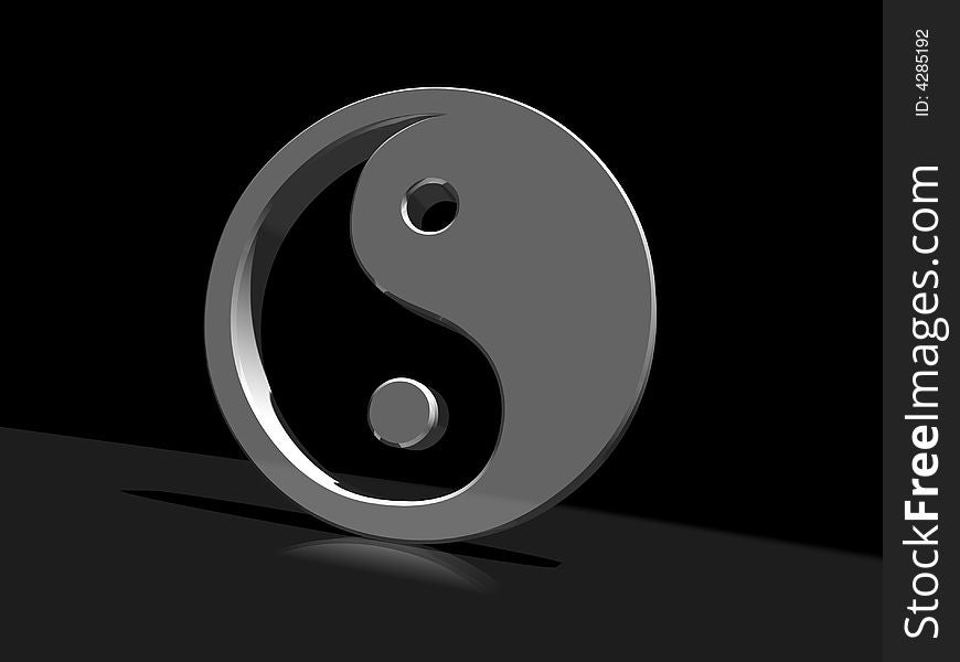 3d white yin yang symbol