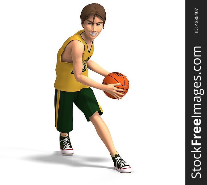 Young Man Plays Basketball