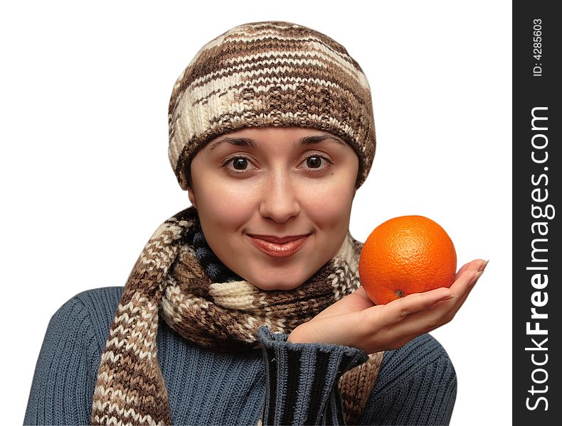 The young woman with an orange