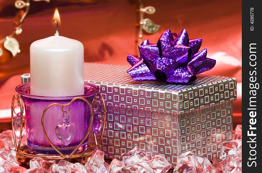 Violet candle with heart