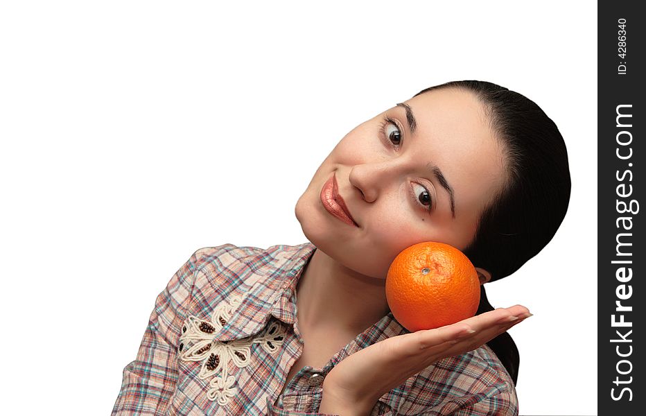 The girl with an orange