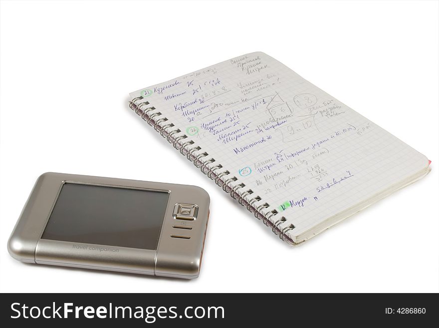 Ordinary notebook and modern PDA 3