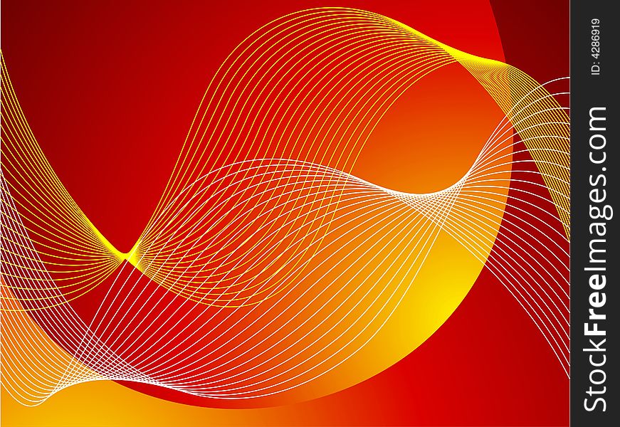 Abstract red background with white wave line