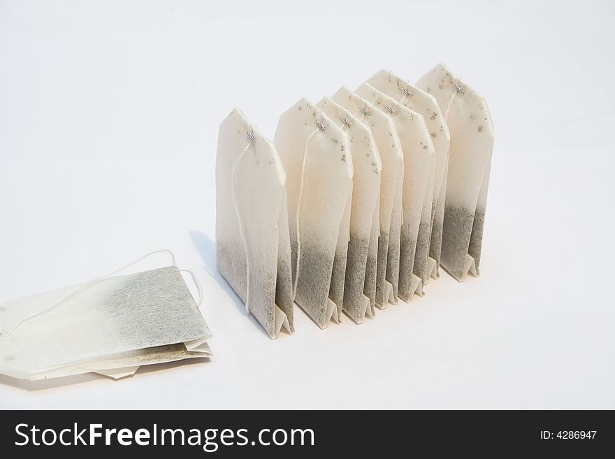 Tea bags on the isolated background