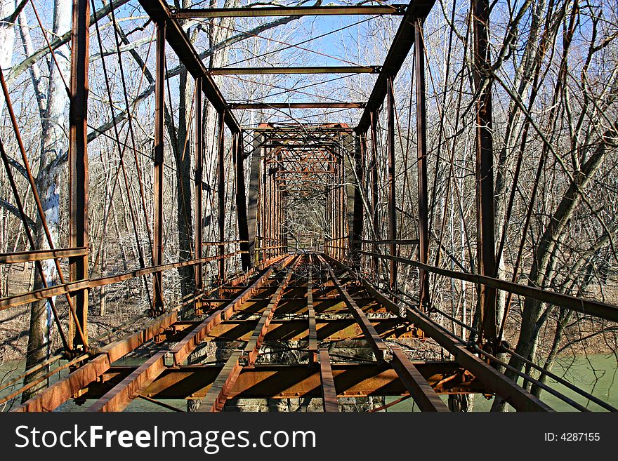 Shell of an old iron bridge from days gone by. Shell of an old iron bridge from days gone by