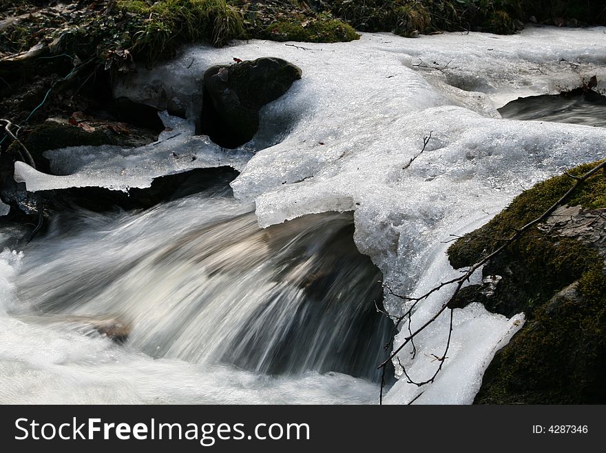 Mountain stream with melted ice. Mountain stream with melted ice.