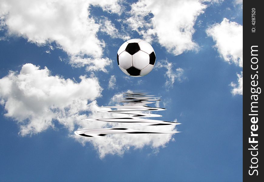 Soccer ball soaring into the heavens. Soccer ball soaring into the heavens.