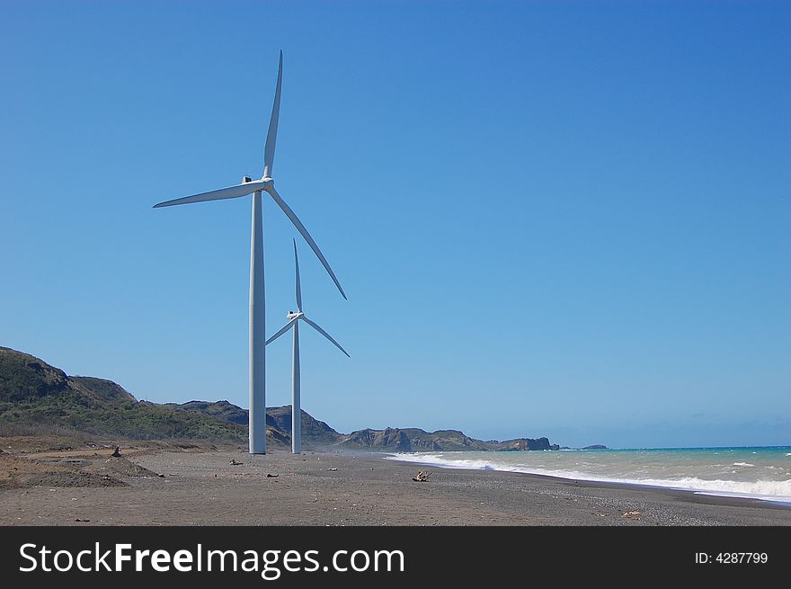 Two Wind turbines in philippines