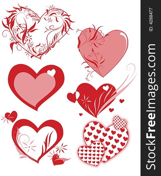 Multiple heart shapes with texture and color. Multiple heart shapes with texture and color
