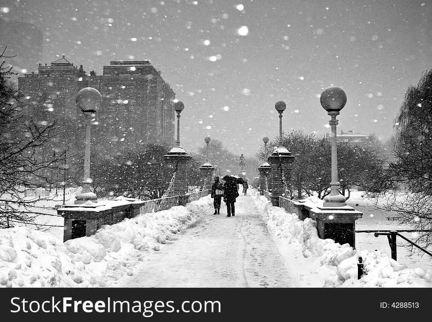 Stock image of a snowing winter at Boston, Massachusetts, USA. Stock image of a snowing winter at Boston, Massachusetts, USA