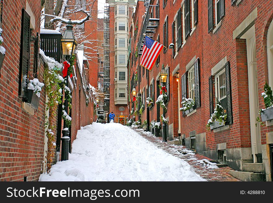 Stock image of a snowing winter at Boston, Massachusetts, USA. Stock image of a snowing winter at Boston, Massachusetts, USA