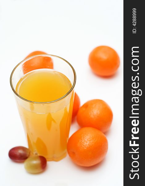 Fresh juice with fruit composition. Isolated.