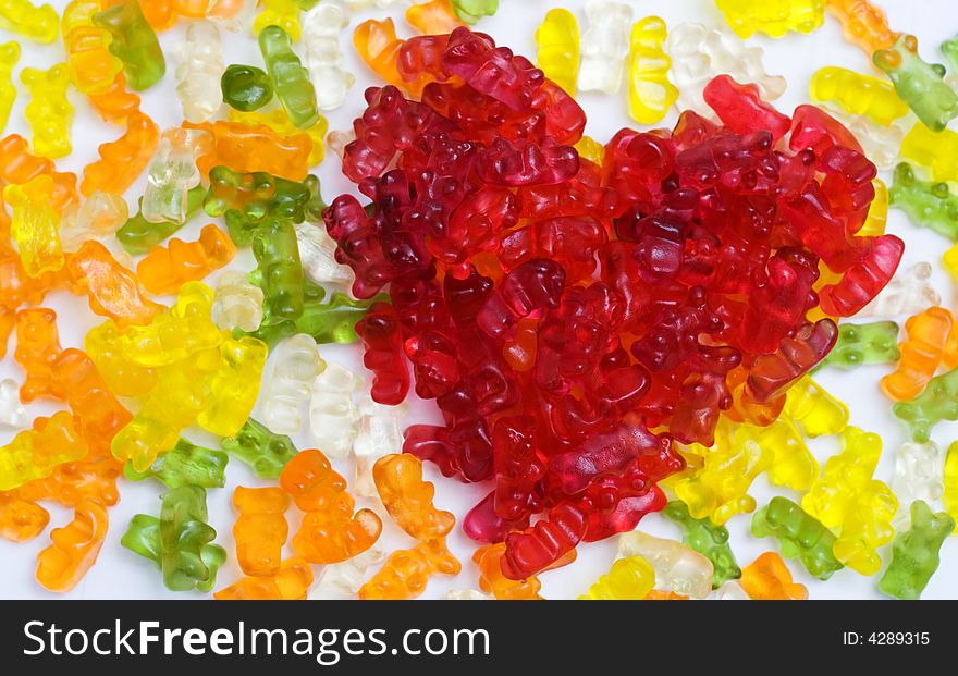 Sweet jelly heart. Close up shot.