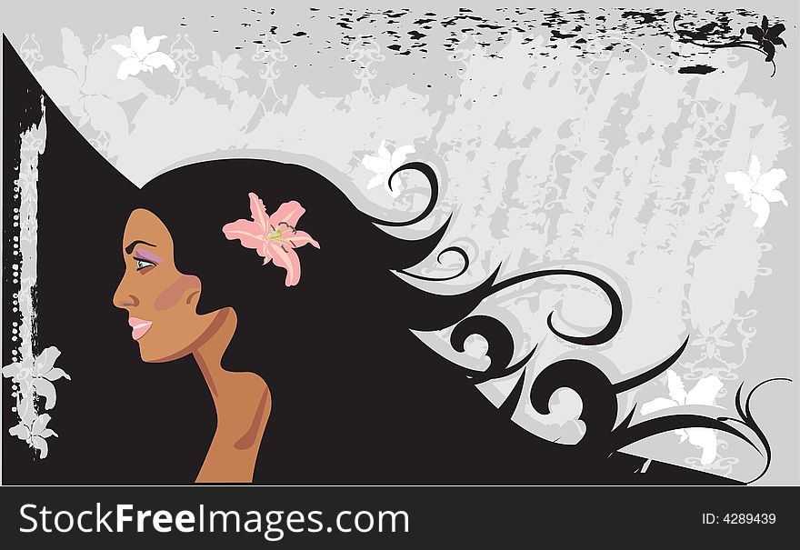 Beauty girls profile vector illustration,