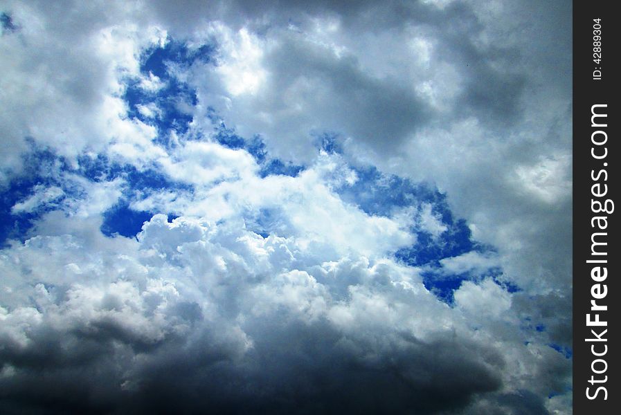 Group of White and gray clouds in blue sky