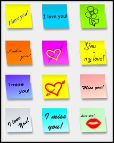 Stick Notes - Love Notes - Vector Royalty Free Stock Image