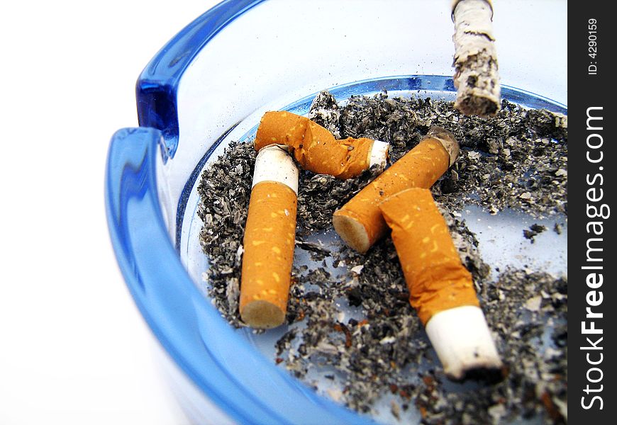 Cigarette on white background. Clear.