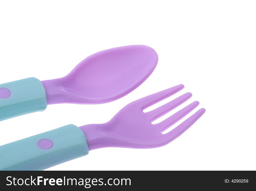 Plastic fork and spoon close up. Plastic fork and spoon close up