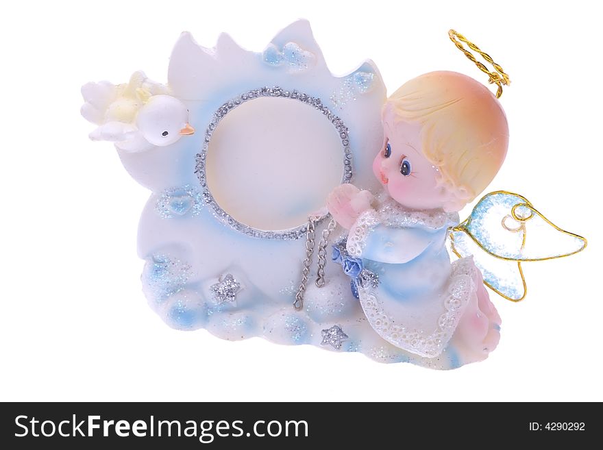Small cute angel figurine  isolated on white. Small cute angel figurine  isolated on white