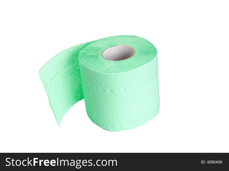 Light green toilet paper isolated