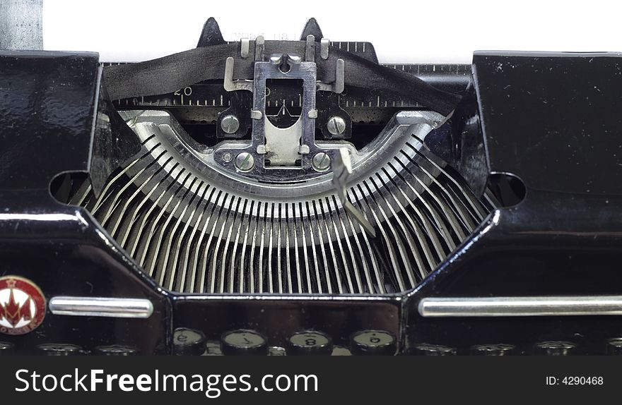 Old black portable cyrillic typewriter