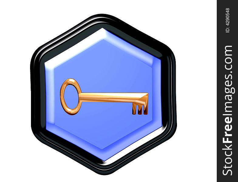 Pentagon button showing the gold key of opportunity