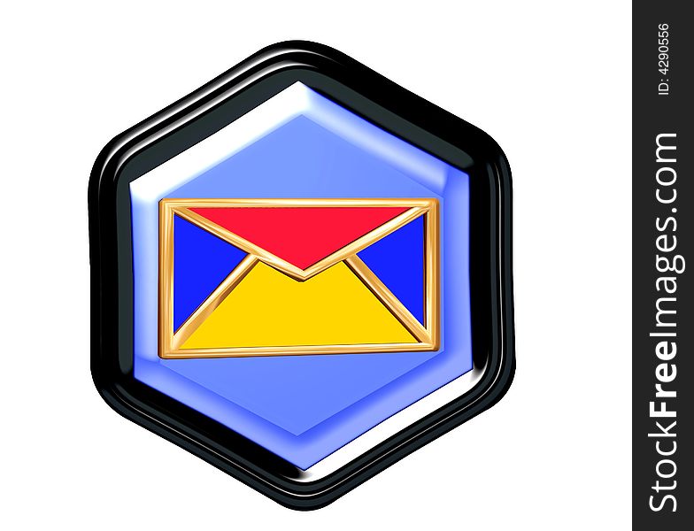 Pentagon button for sending mail in 3D
