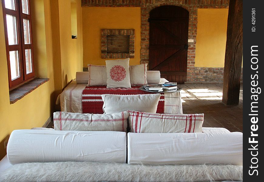 Detail of a living room, rural interior