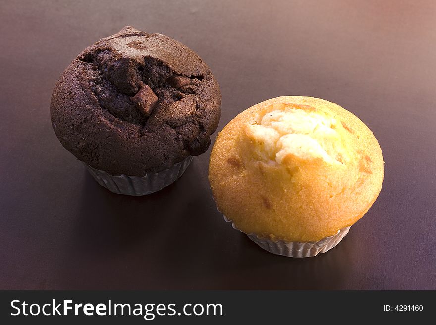 Delicious and fresh chocolate and vanilla muffin. Delicious and fresh chocolate and vanilla muffin