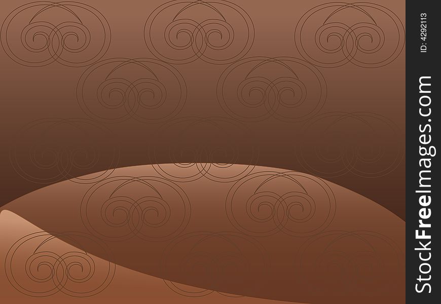 Brown background, with abstract wave painting.