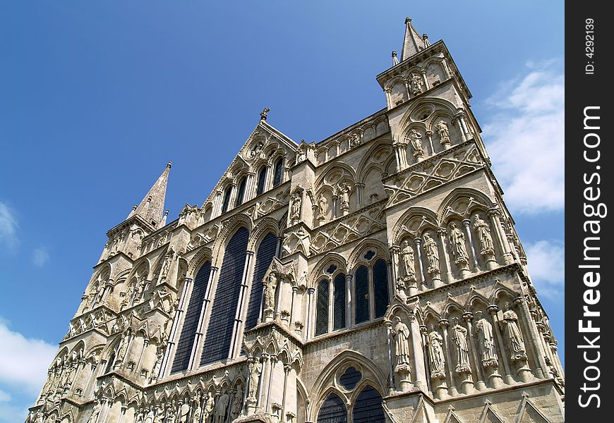 Image shows Salisbury Cathedral in England.