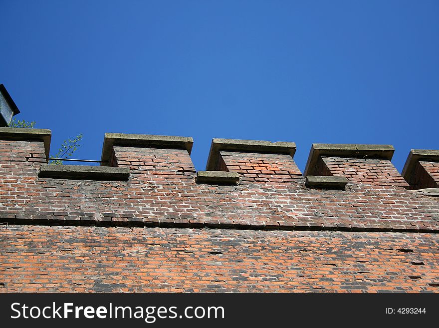 Fortress wall of Wawel Castle. Krakow. Poland. Medieval history memorial. Fortress wall of Wawel Castle. Krakow. Poland. Medieval history memorial