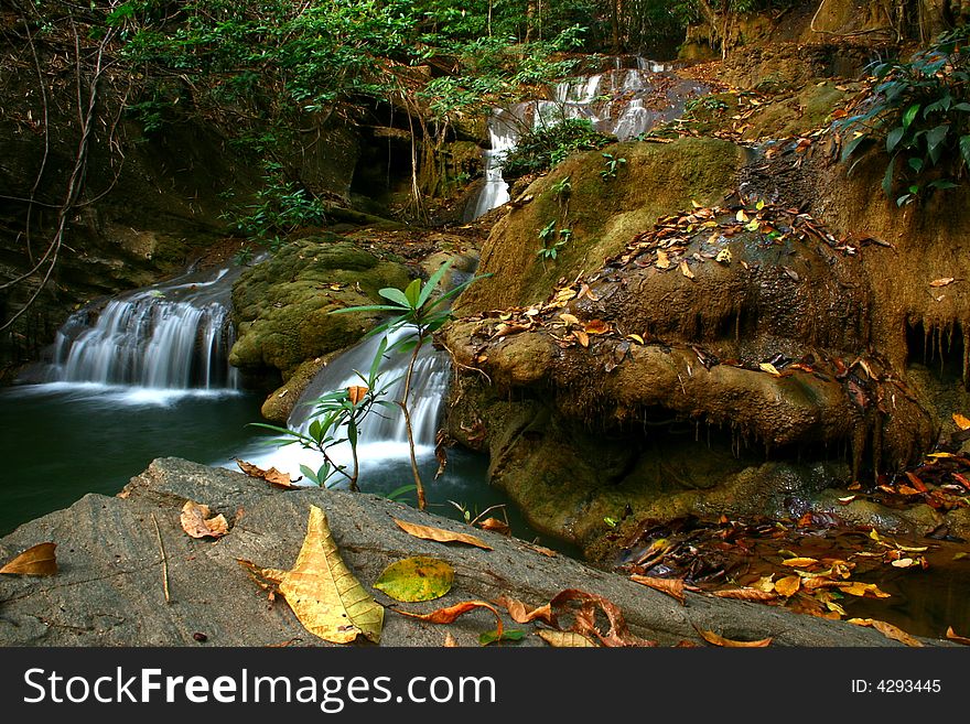 Waterfall Kanjanaburi river tropical Nature. Waterfall Kanjanaburi river tropical Nature