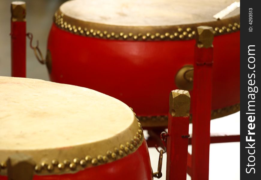 Photo of asian drums, red drums